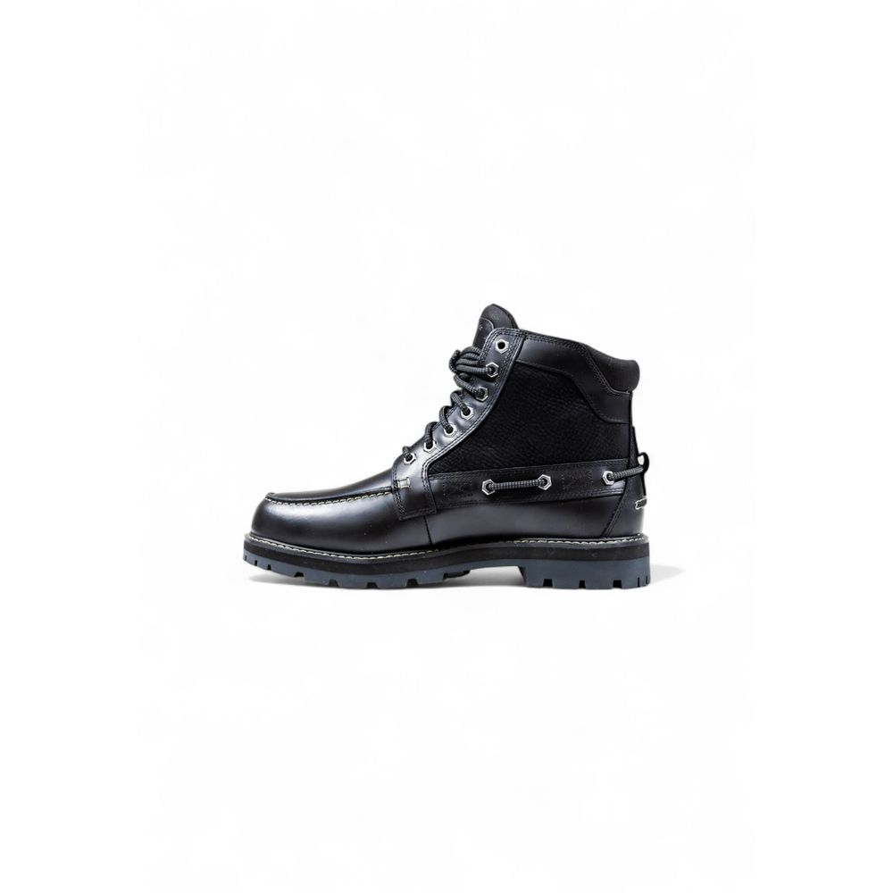 Black Leather Lace-Up Boots