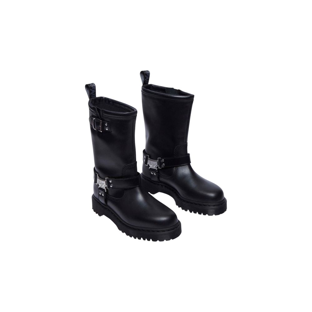 Black Leather Lace-Up Boots
