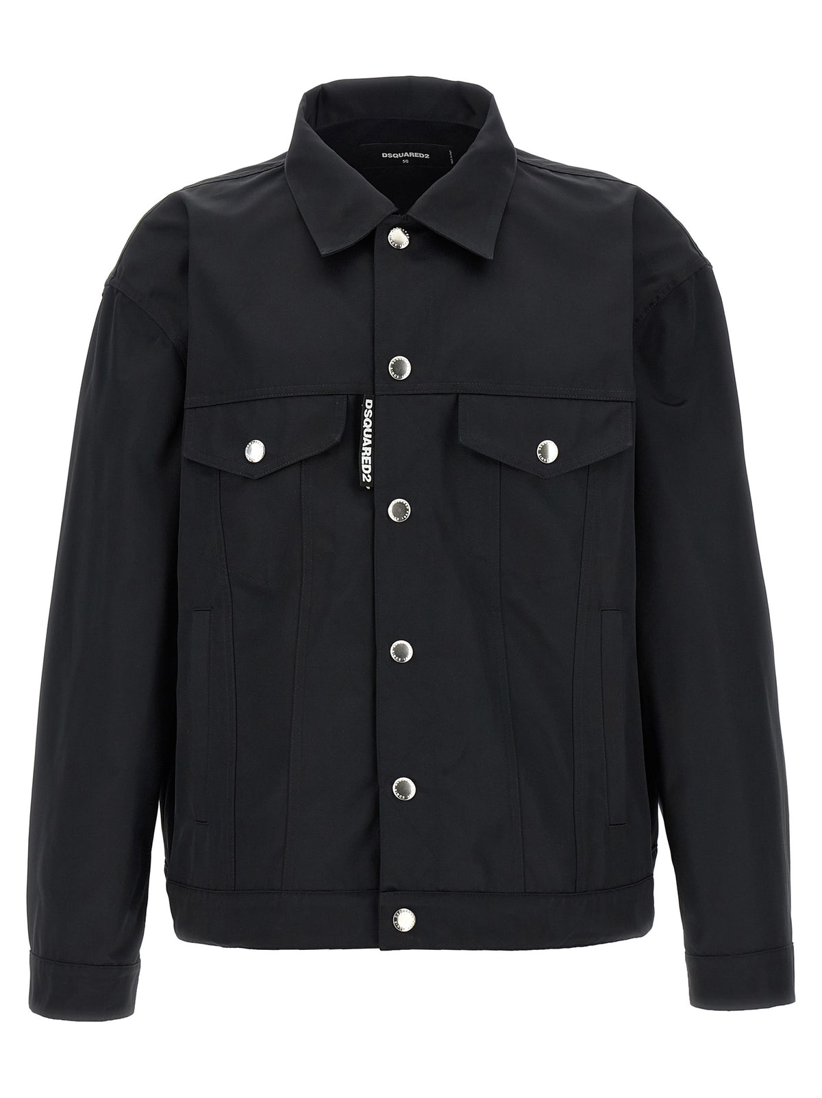 Black Polyester Full-Length Jacket