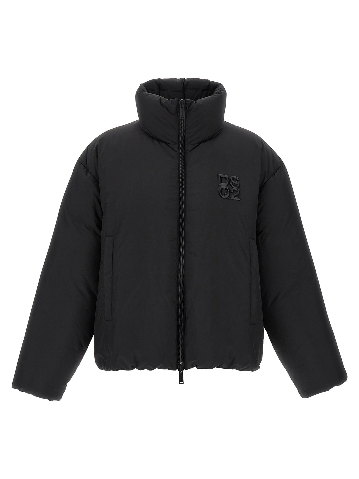 Black Polyester Full-Length Jacket