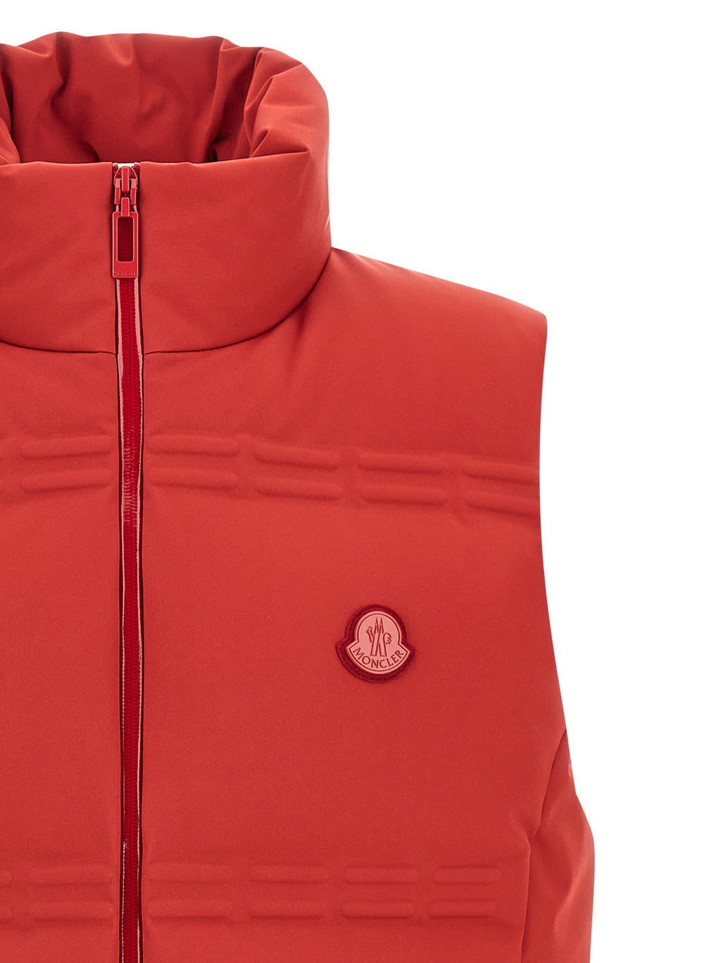 Red Polyamide Sleeveless Jacket