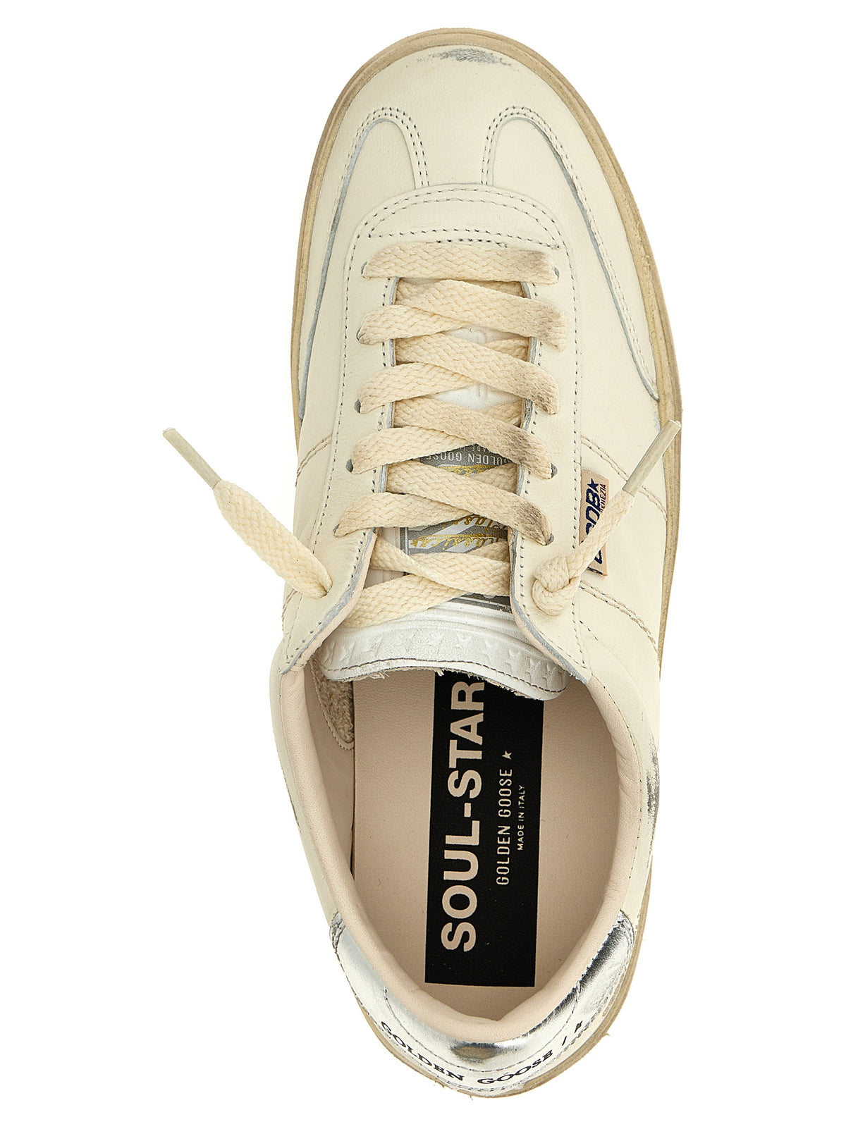Silver Lamb Leather Low Top Sneakers