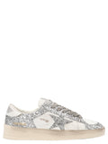 Silver Polyester Low Top Sneakers