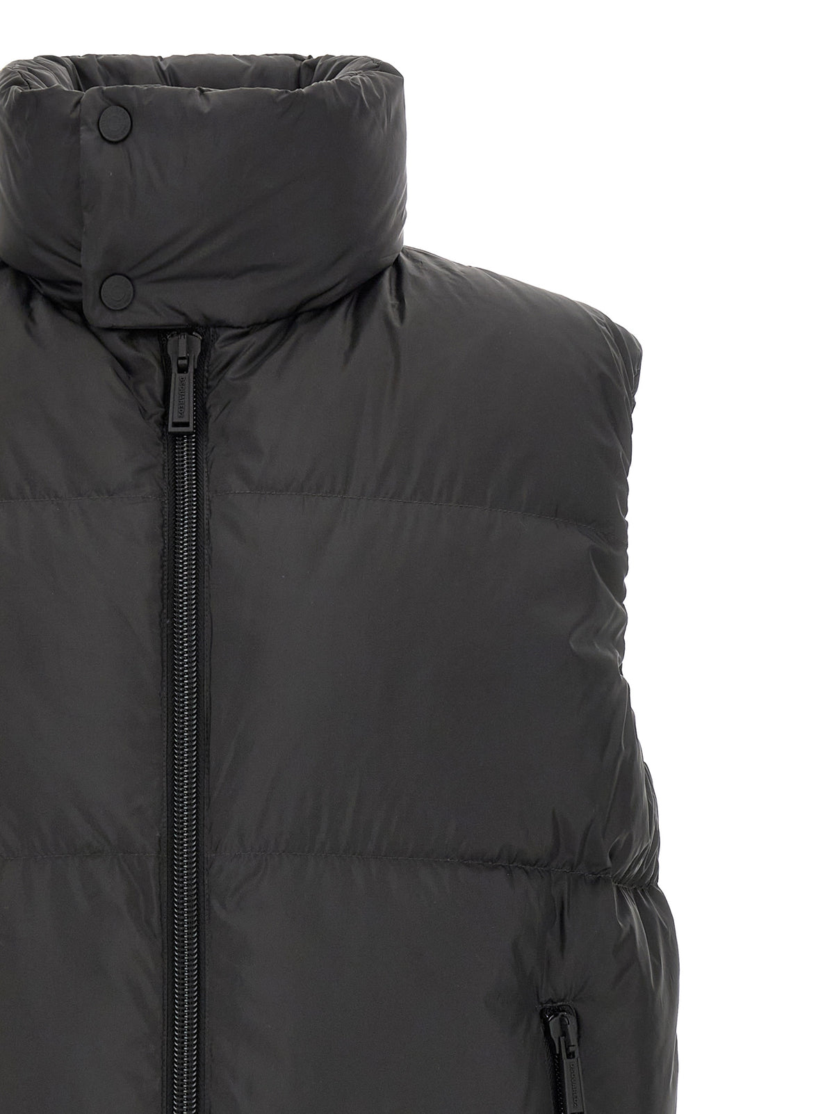 Black Polyester Sleeveless Jacket
