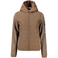 Brown Polyester Women's Jacket with Hood