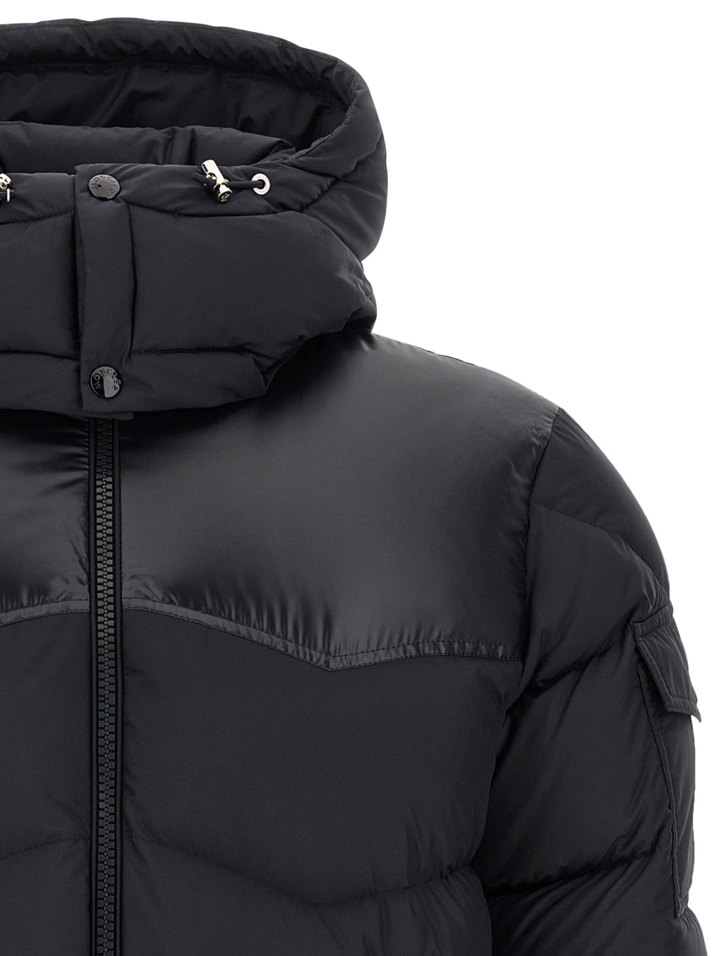 Black Polyester Full-Length Jacket