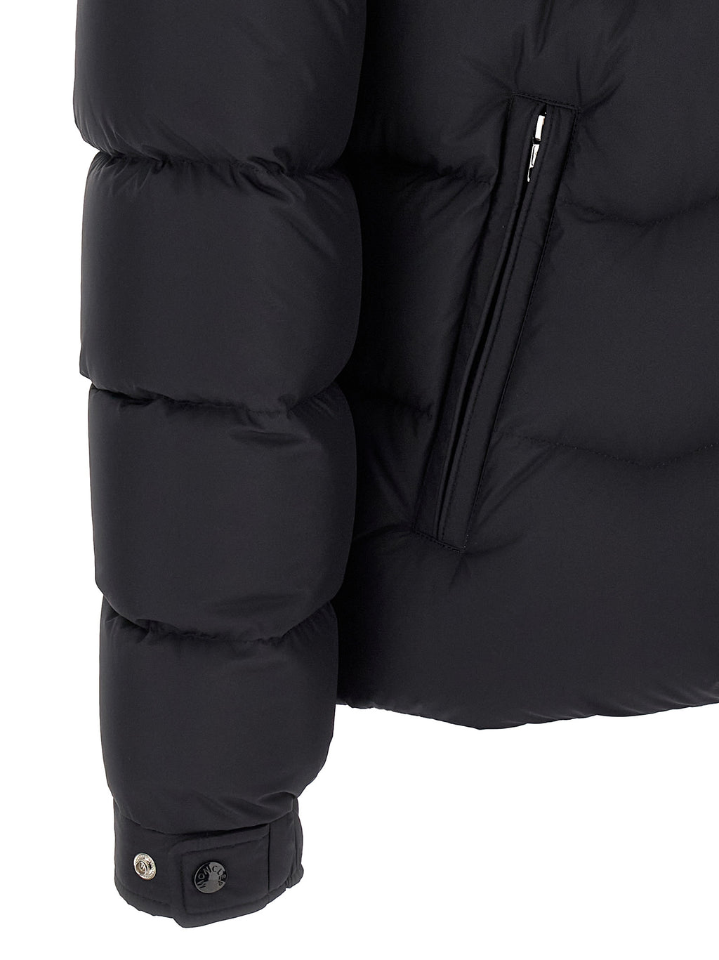 Black Polyester Full-Length Jacket