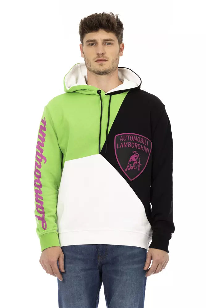 White Cotton Men Sweater with Hood