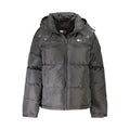 "Black Polyester Women Jacket with Removable Hood"