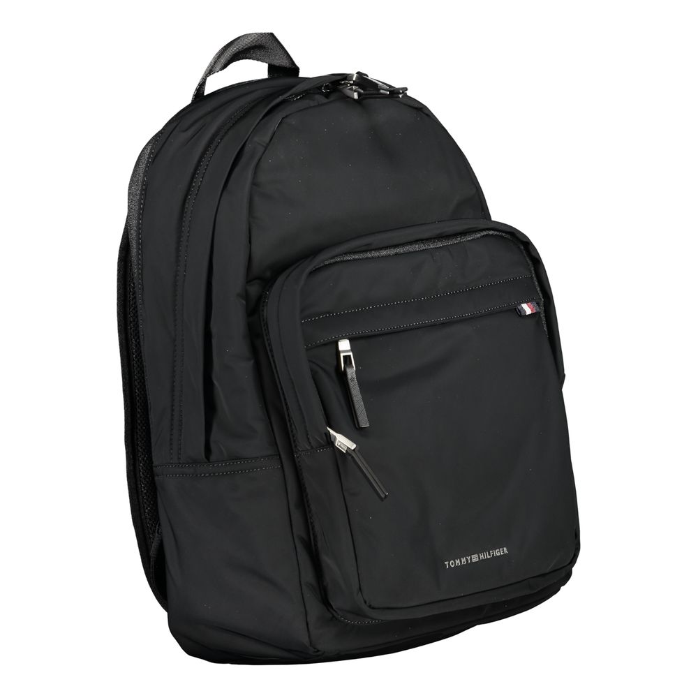 Black Polyester Men Backpack