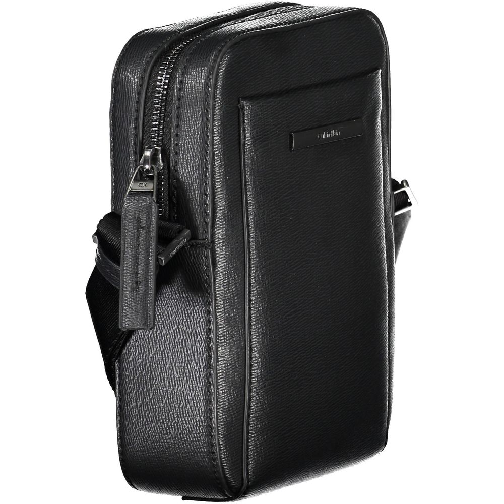 Black Polyurethane Men Shoulder Bag