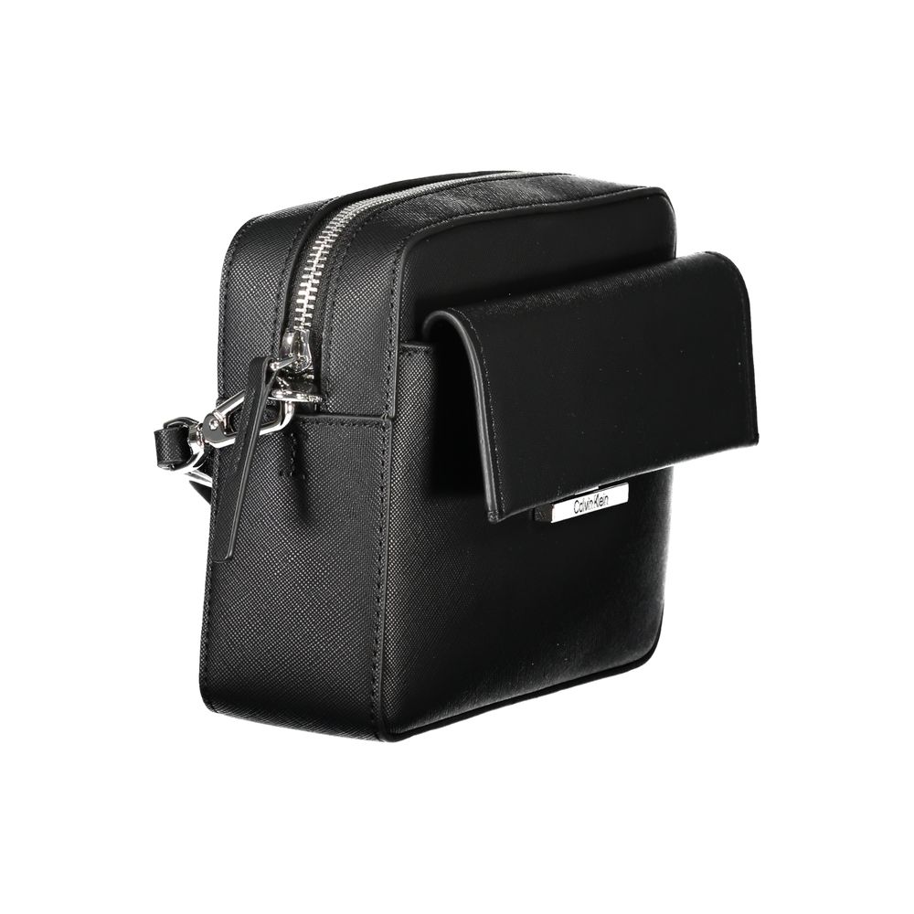 Black Polyurethane Women's Shoulder Bag