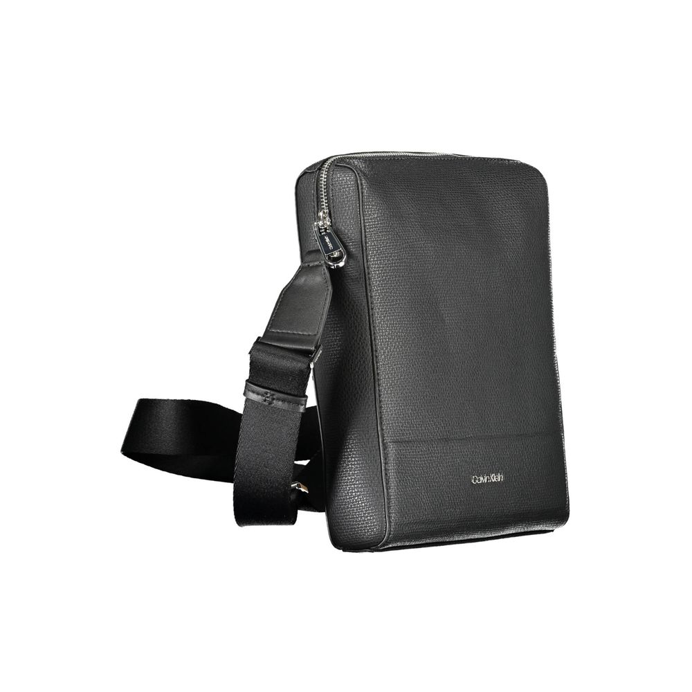 Black Polyurethane Men Shoulder Bag