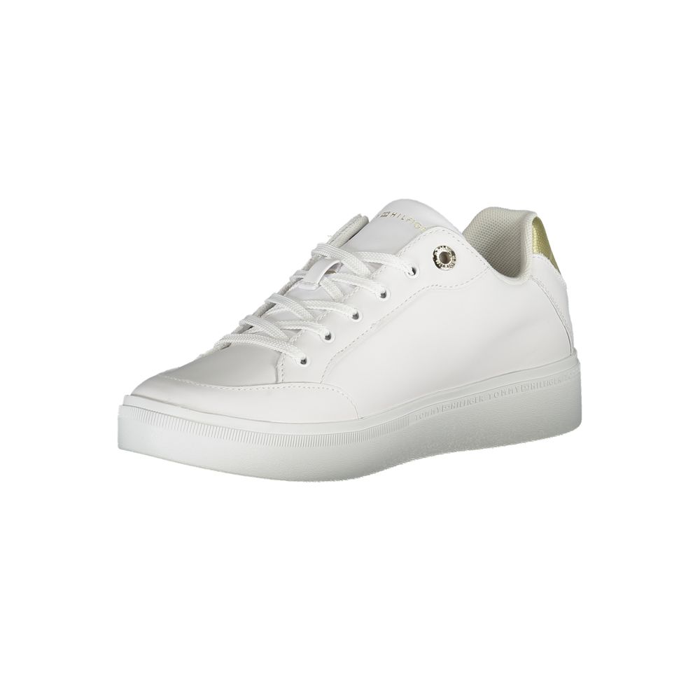 White Polyurethane Women Sneaker