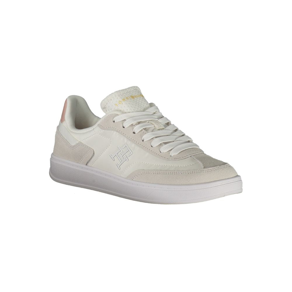 White Polyurethane Women Sneaker