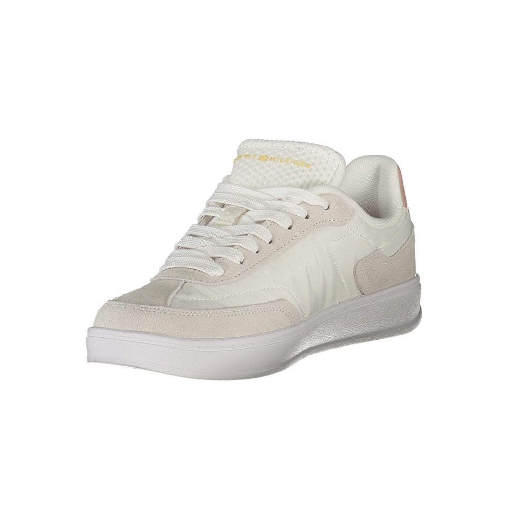 White Polyurethane Women Sneaker