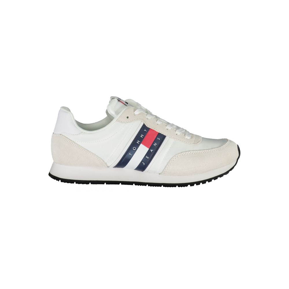 White Beige Polyester Men Sneaker