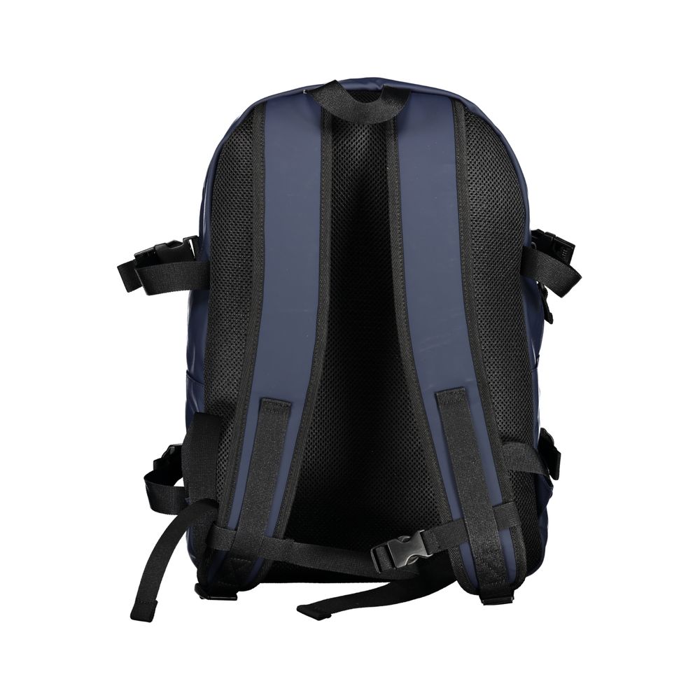 Blue Polyurethane Men Backpack