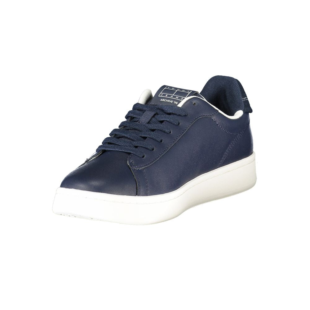Blue Polyurethane Men Sneaker