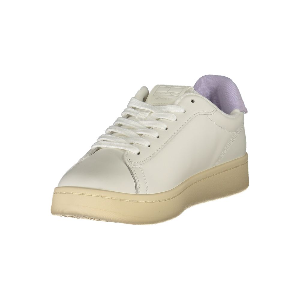White Polyurethane Women Sneaker