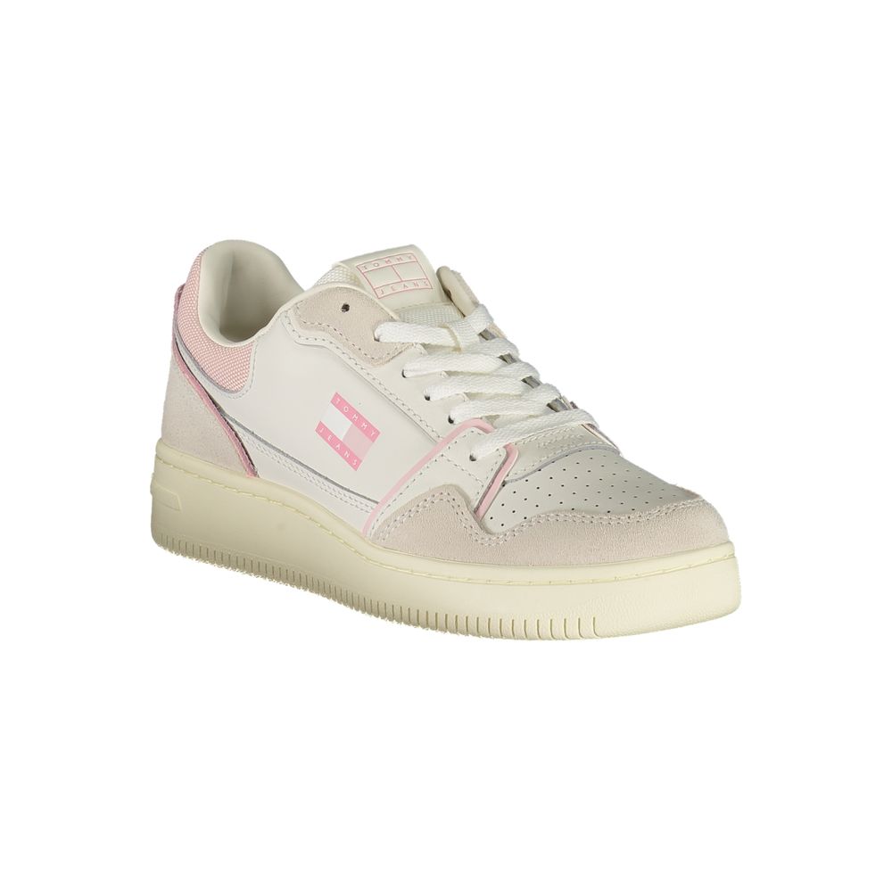 White Polyurethane Women Sneaker