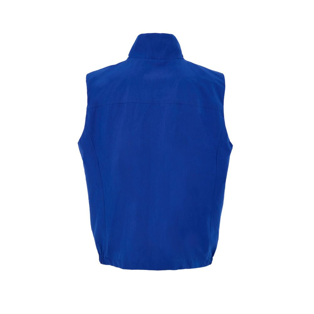 Blue Polyester Sleveless Jacket