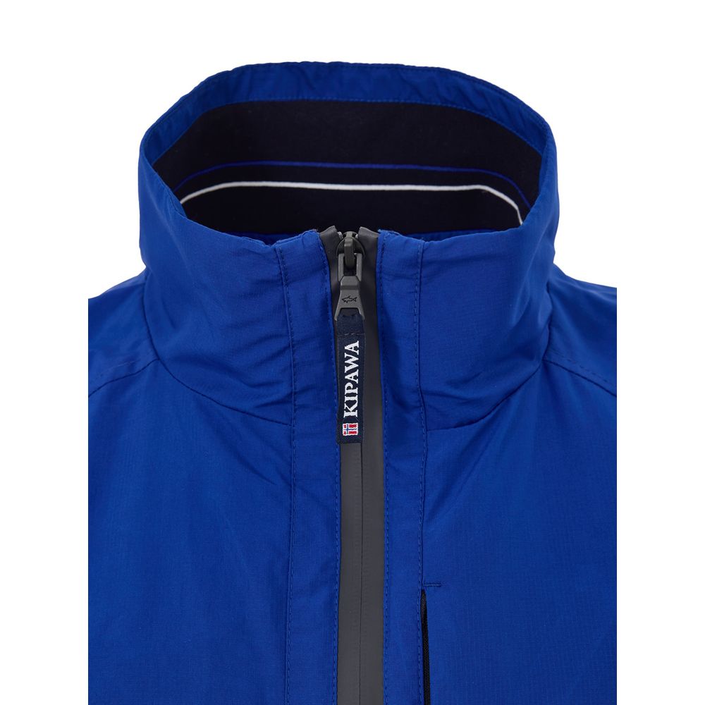 Blue Polyester Sleveless Jacket